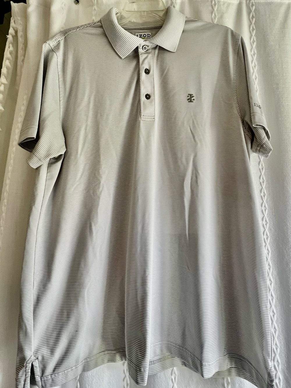 Izod Men's Gray Micro-Striped Polo